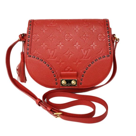 Louis Vuitton Juno Monogram Emplant Leather Crossbody Bag Red - Picture 1 of 9